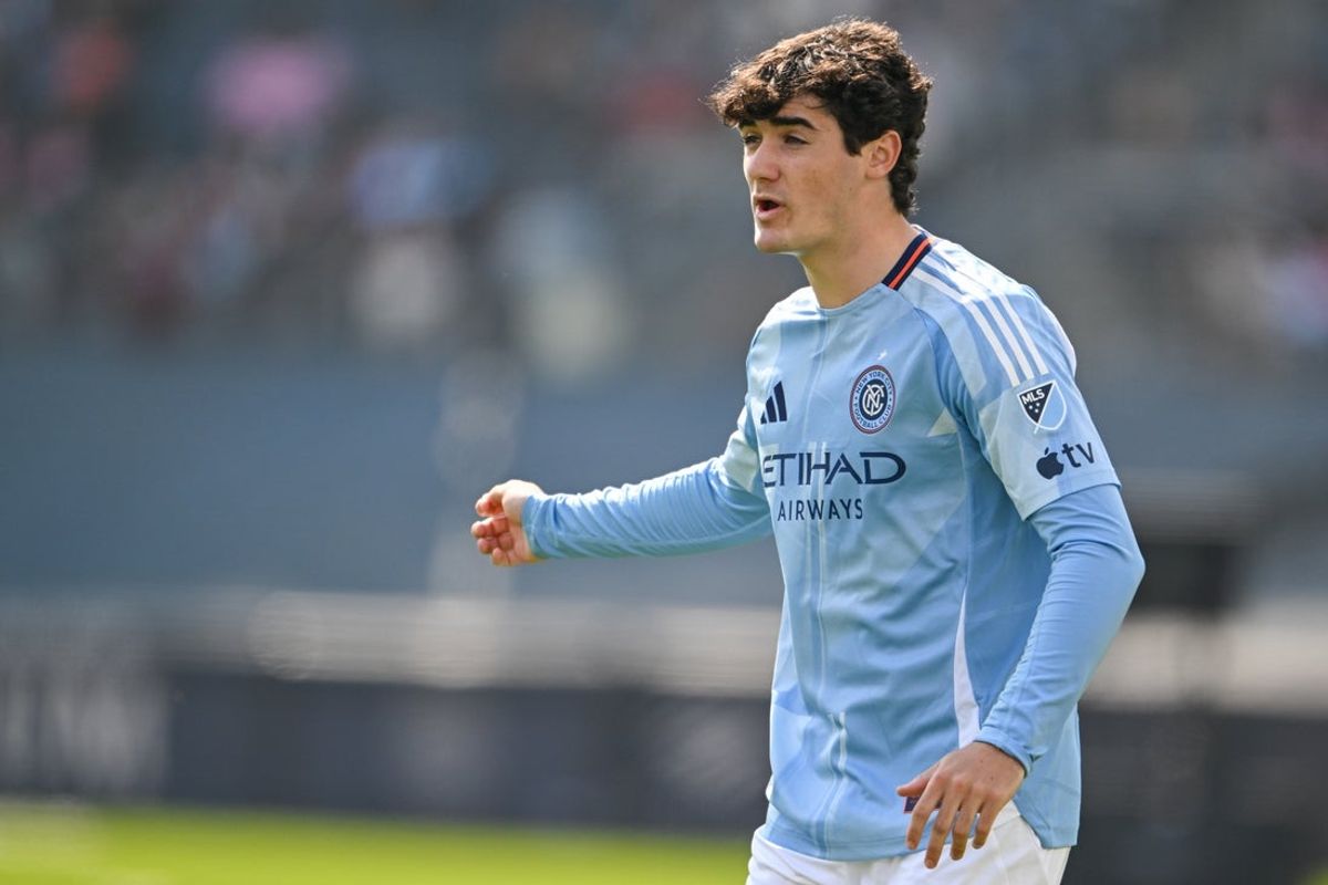 Mar 22, 2026; New York, New York, USA;  New York City FC defender Drew Baiera (38) looks on during the second half against the Inter Miami at Yankee Stadium. Mandatory Credit: Mark Smith-Imagn Images