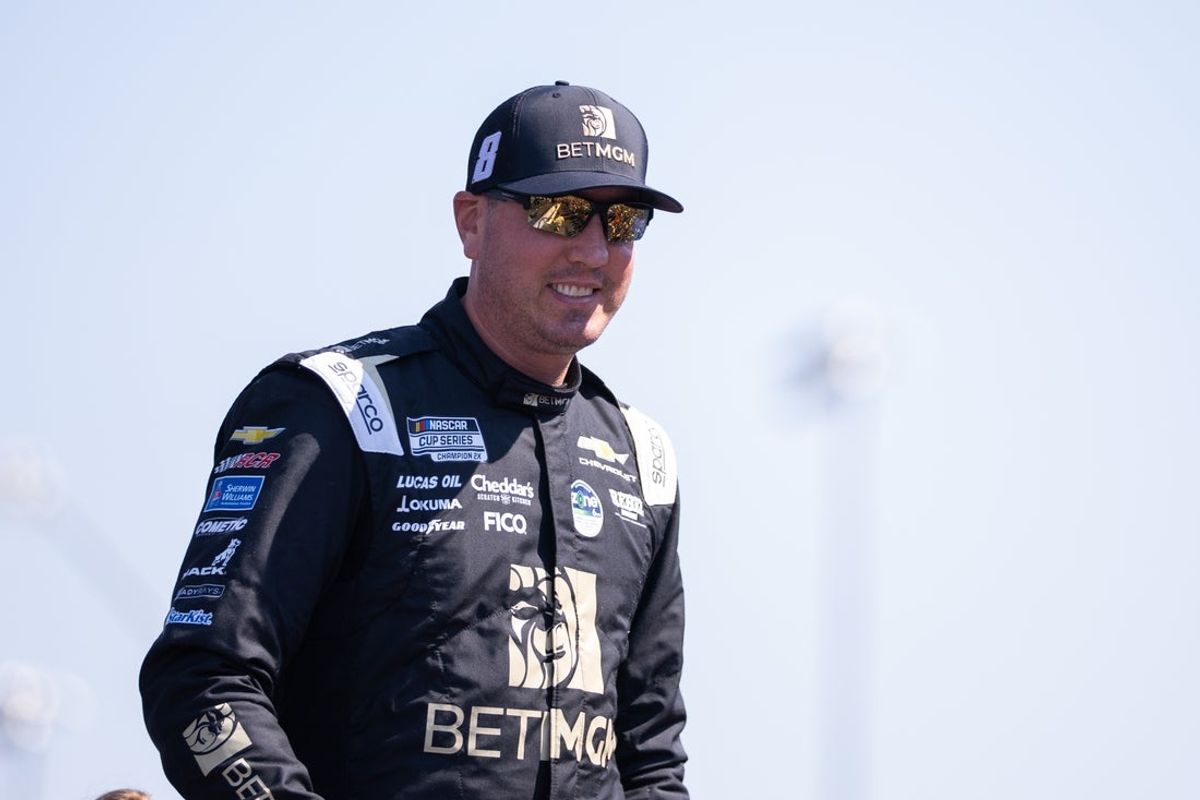 Mar 22, 2026; Darlington, South Carolina, USA; Richard Childress Racing Kyle Busch (8) comes out for the Goodyear 400 at Darlington Raceway. Mandatory Credit: Scott Kinser-Imagn Images