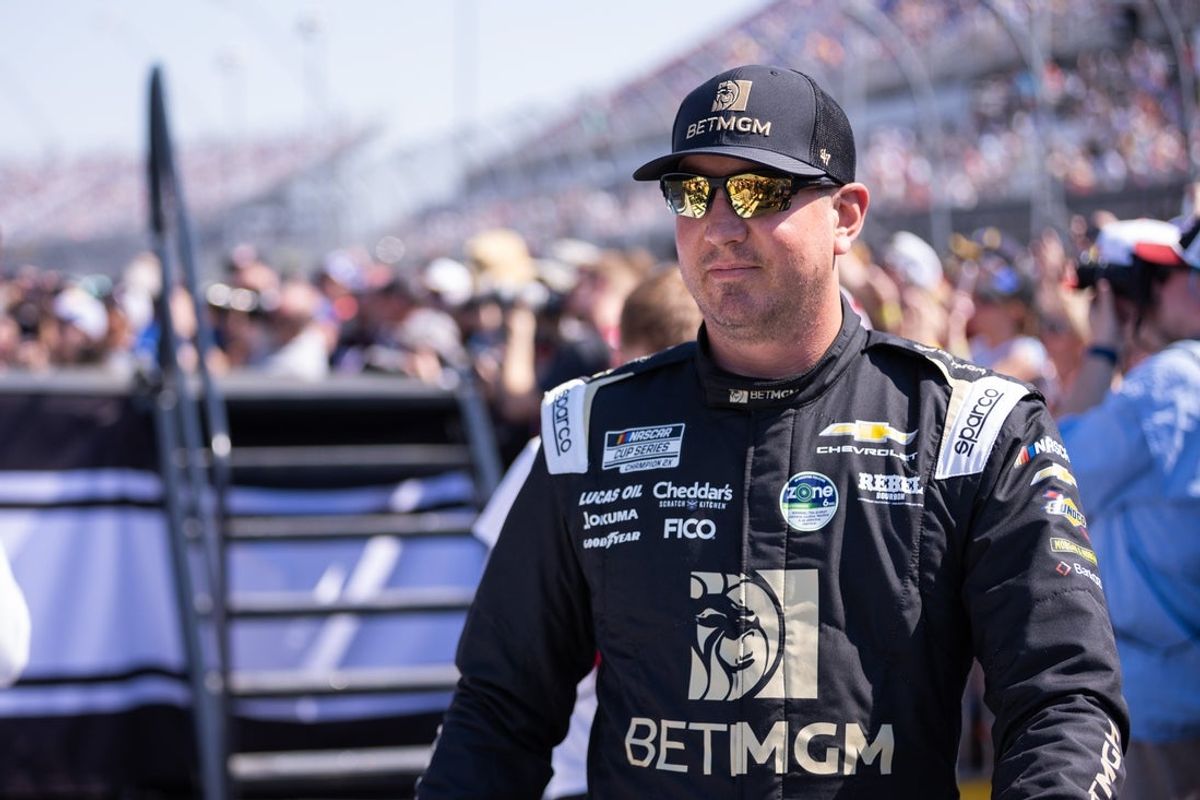 Mar 22, 2026; Darlington, South Carolina, USA; Richard Childress Racing Kyle Busch (8) comes out for the Goodyear 400 at Darlington Raceway. Mandatory Credit: Scott Kinser-Imagn Images