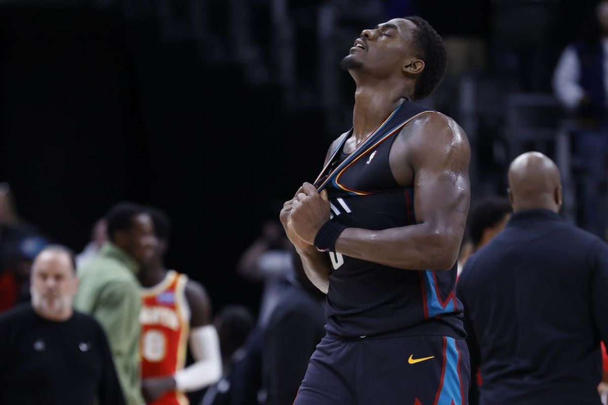 Mar 25, 2026; Detroit, Michigan, USA;  Detroit Pistons center Jalen Duren (0) reacts after the game against the Atlanta Hawks at Little Caesars Arena. Mandatory Credit: Rick Osentoski-Imagn Images