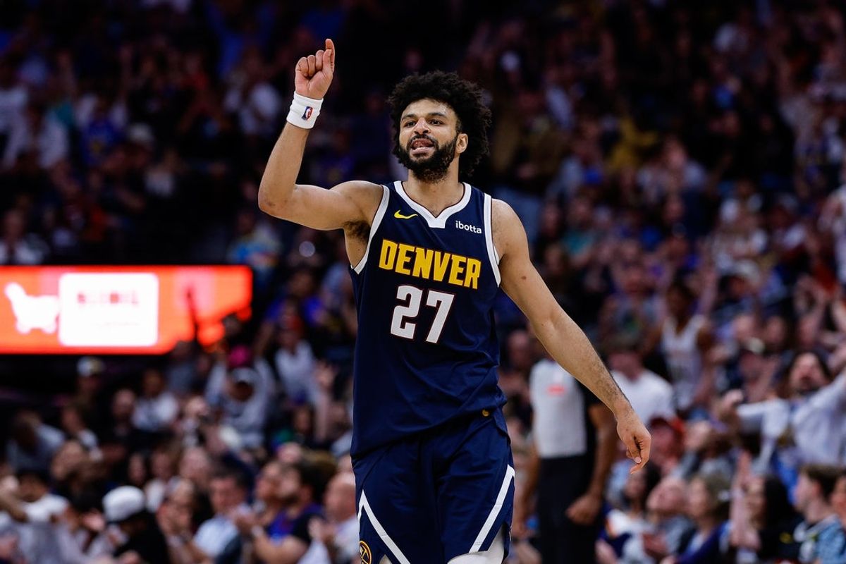 Mar 25, 2026; Denver, Colorado, USA; Denver Nuggets guard Jamal Murray (27) reacts after a play in the fourth quarter against the Dallas Mavericks at Ball Arena. Mandatory Credit: Isaiah J. Downing-Imagn Images