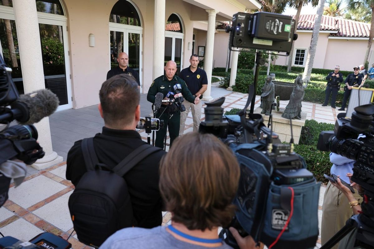 Martin County Sheriff John Budensiek speaks about Tiger Woods rollover crash on Jupiter Island on March 27, 2026 at Jupiter Island Town Hall. The crash occurred just after 2 p.m. in the 200 block of Beach Road, officials said.