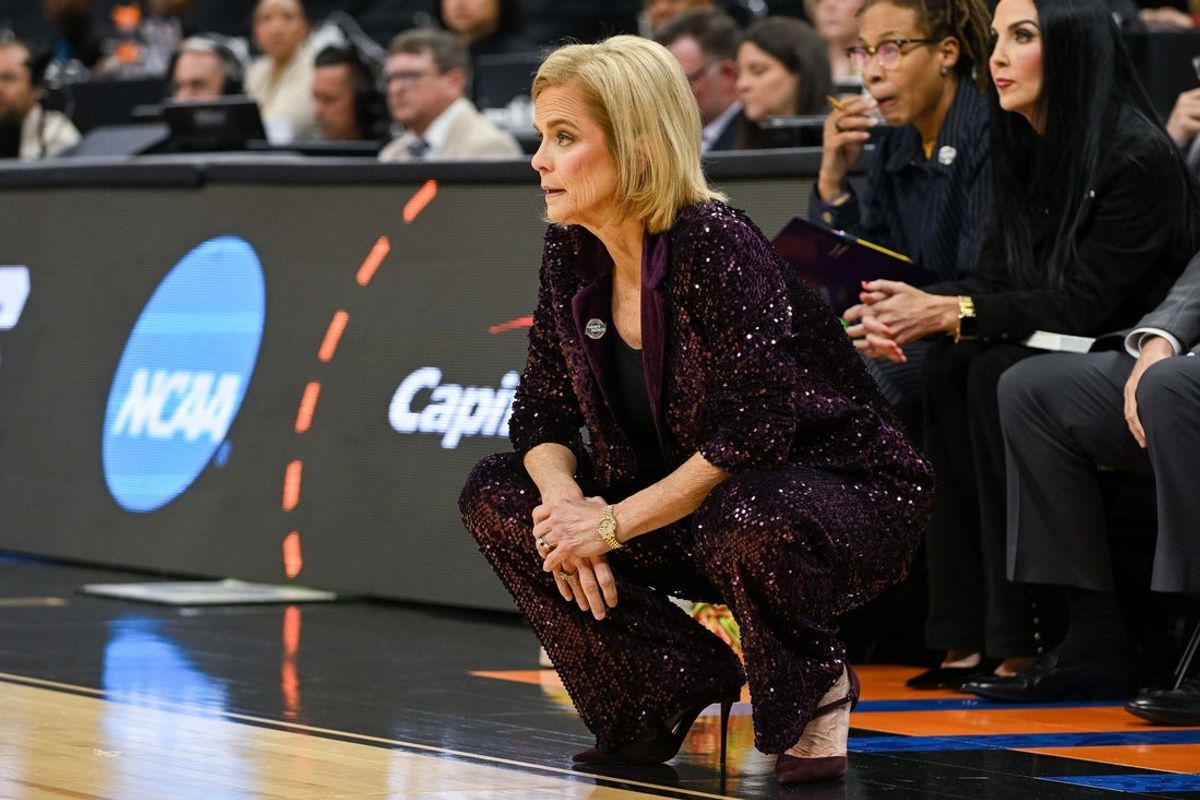Mar 27, 2026; Sacramento, CA, USA; Louisiana State Tigers head coach Kim Mulkey against the Duke Blue Devils at the Sweet Sixteen game of the Sacramento Regional 2 of the women's 2026 NCAA Tournament at Golden 1 Center. Mandatory Credit: Ed Szczepanski-Imagn Images