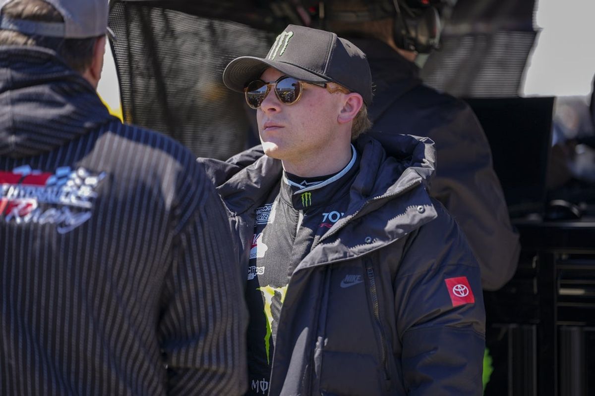 Mar 29, 2026; Martinsville, Virginia, USA; Joe Gibbs Racing driver Ty Gibbs (54) during practice at Martinsville Speedway. Mandatory Credit: Jim Dedmon-Imagn Images