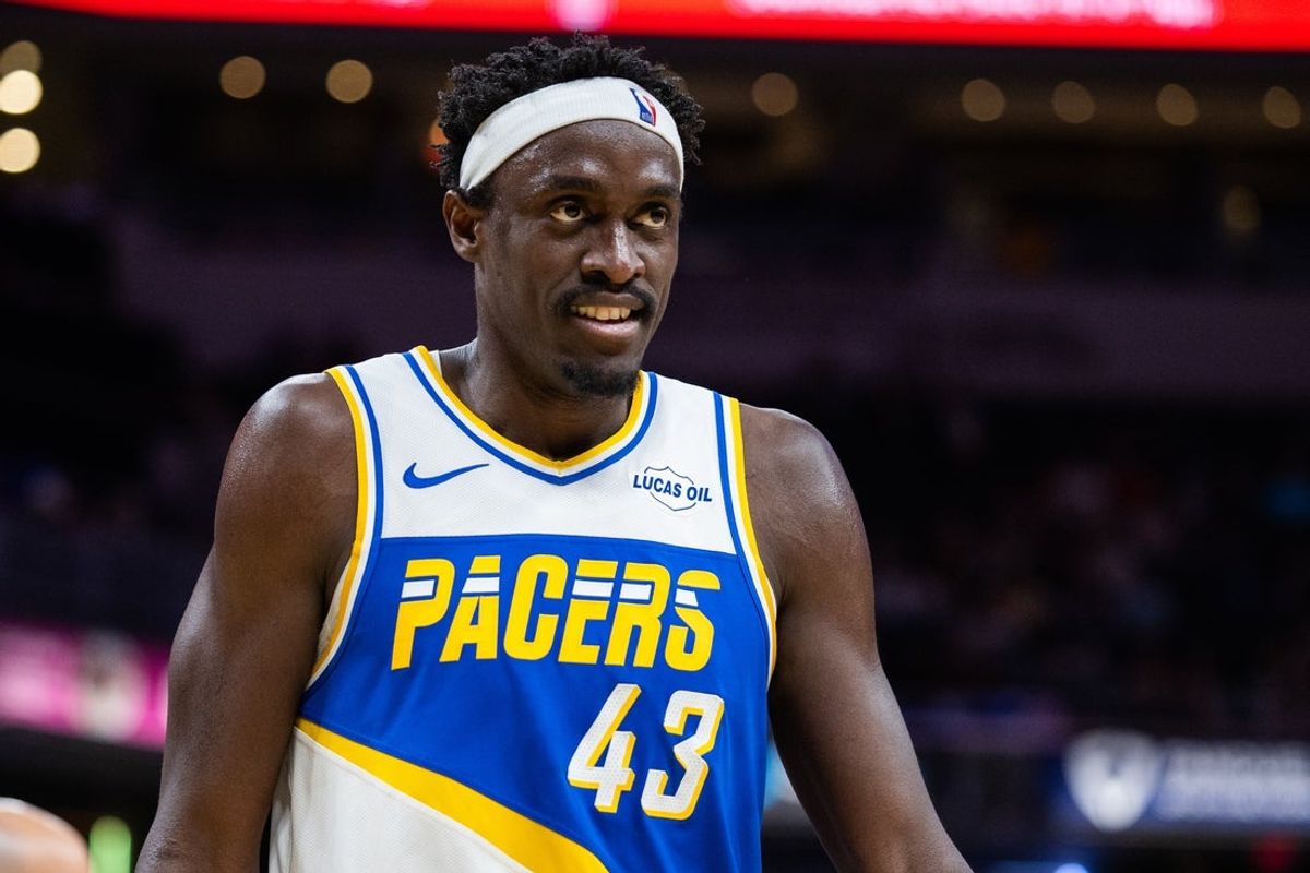 Mar 29, 2026; Indianapolis, Indiana, USA;  Indiana Pacers forward Pascal Siakam (43) in the second half against the Miami Heat at Gainbridge Fieldhouse. Mandatory Credit: Trevor Ruszkowski-Imagn Images