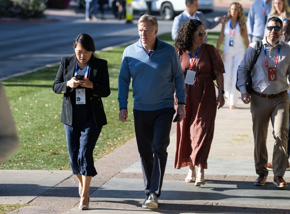 Mar 30, 2026; Phoenix, AZ, USA; NFL commissioner Roger Goodell arrives during the 2026 NFL Annual League Meeting at the Arizona Biltmore. Mandatory Credit: Mark J. Rebilas-Imagn Images