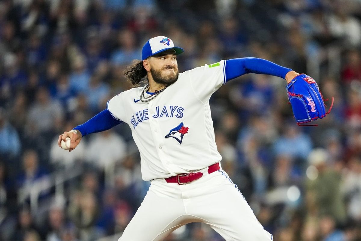 Mar 30, 2026; Toronto, Ontario, CAN;  Toronto Blue Jays Cody Ponce (66) pitches to the Colorado Rockies during the first inning at Rogers Centre. Mandatory Credit: Kevin Sousa-Imagn Images