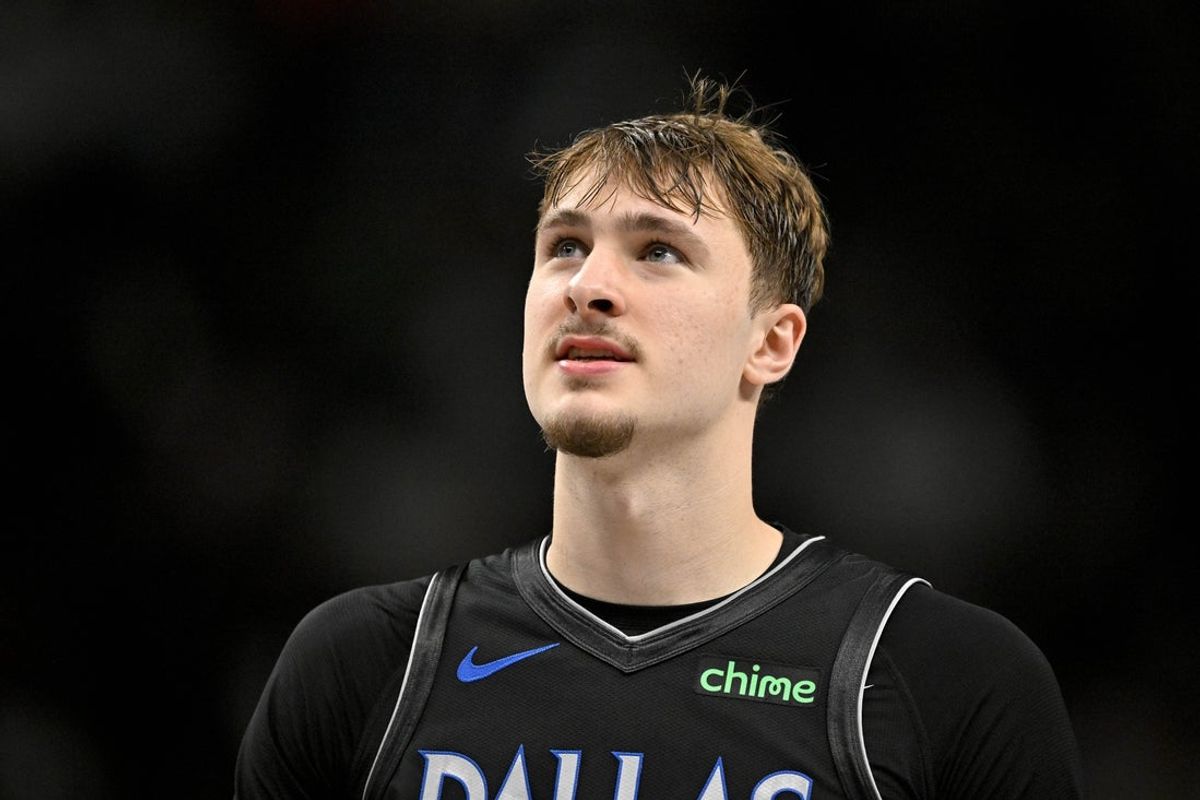 Mar 30, 2026; Dallas, Texas, USA; Dallas Mavericks forward Cooper Flagg (32) looks on during the second half against the Minnesota Timberwolves at the American Airlines Center. Mandatory Credit: Jerome Miron-Imagn Images