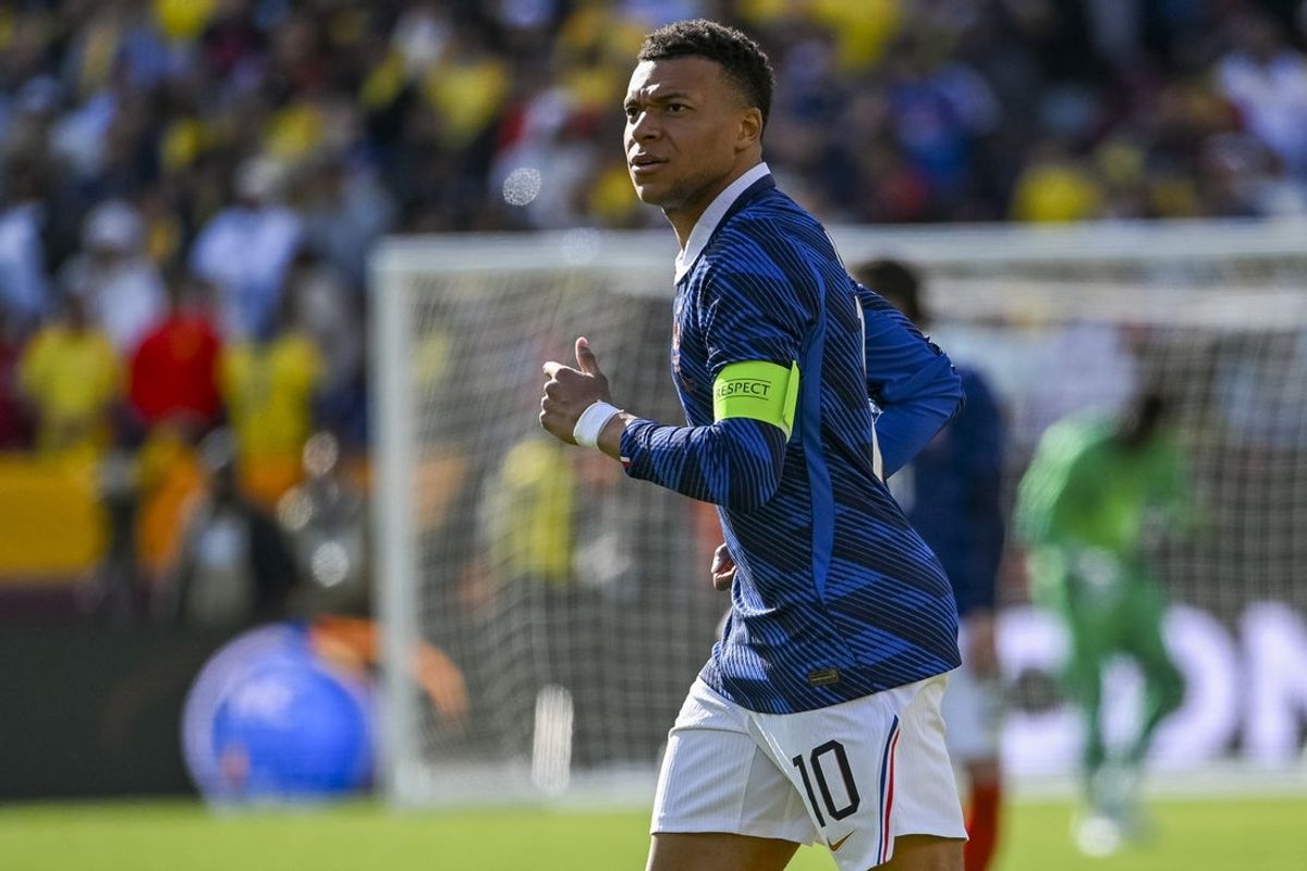 France's Kylian Mbappe during an international friendly against Colombia on May 21, 2026.