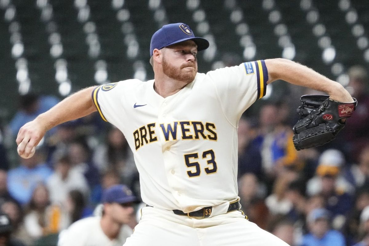 Mar 31, 2026; Milwaukee, Wisconsin, USA; Milwaukee Brewers pitcher Brandon Woodruff (53) delivers a pitch against the Tampa Bay Rays in the fourth inning at American Family Field. Mandatory Credit: Michael McLoone-Imagn Images