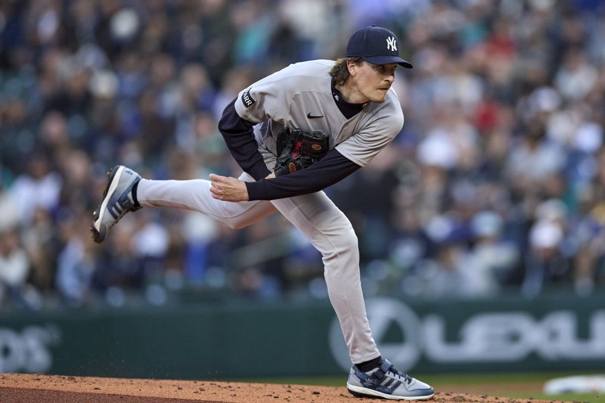 Mar 31, 2026; Seattle, Washington, USA; New York Yankees starting pitcher Max Fried (54) throws against the Seattle Mariners during the first inning at T-Mobile Park. Mandatory Credit: John Froschauer-Imagn Images