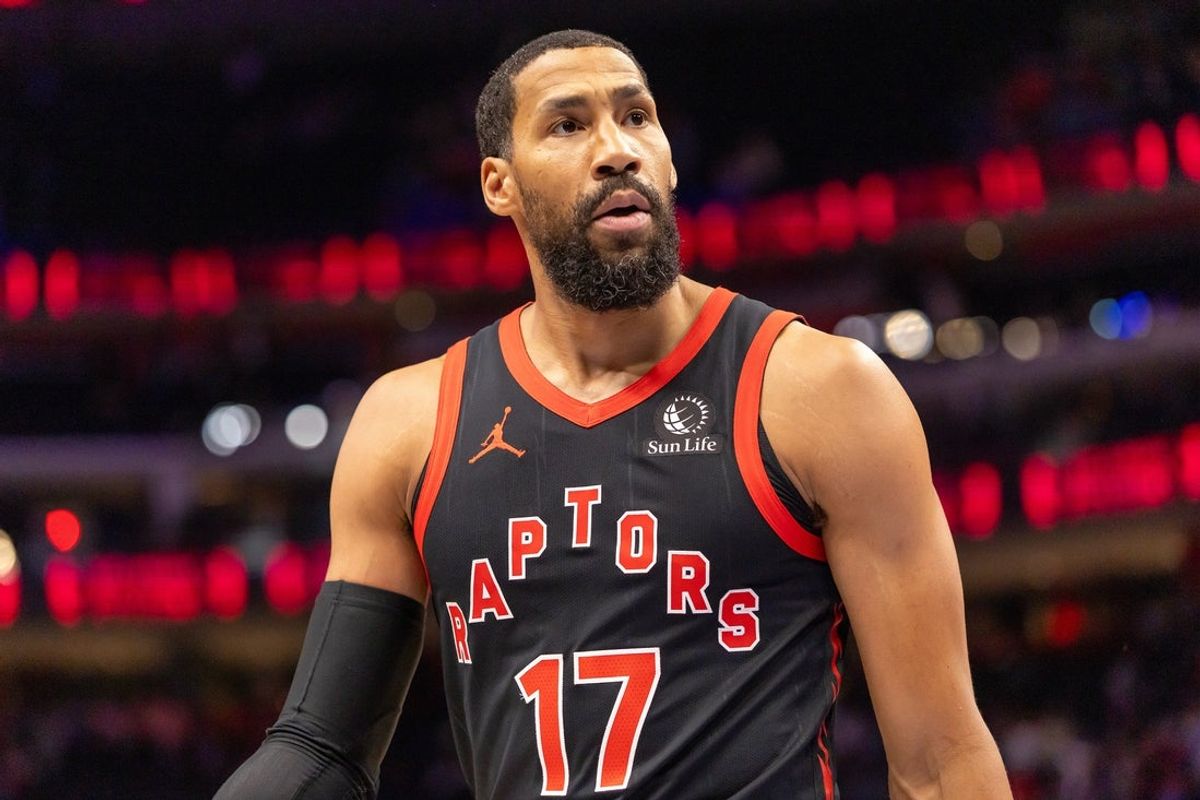 Mar 31, 2026; Detroit, Michigan, USA; Toronto Raptors Garrett Temple (17) walks off the court after loosing to the Detroit Pistons at Little Caesars Arena. Mandatory Credit: David Reginek-Imagn Images