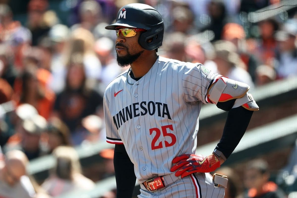 Mar 29, 2026; Baltimore, Maryland, USA; Minnesota Twins center fielder Byron Buxton (25) looks on during the first inning against the Baltimore Orioles at Oriole Park at Camden Yards. Mandatory Credit: Daniel Kucin Jr.-Imagn Images
