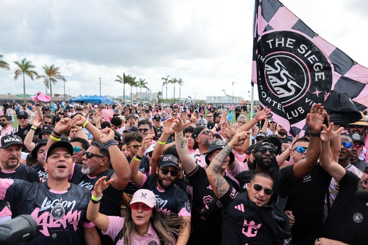 Apr 4, 2026; Miami, Florida, USA; Fans wait to enter the stadium prior to the game between the Inter Miami CF and the Austin FC at Nu Stadium. Mandatory Credit: Sam Navarro-Imagn Images