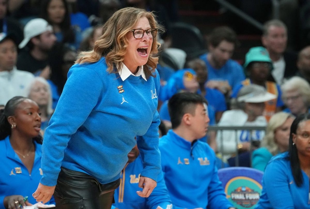 UCLA Bruins head coach Cori Close yells out to her team as they play the South Carolina Gamecocks in the NCAA women's basketball national championship at Mortgage Matchup Center in Phoenix on April 5, 2026.