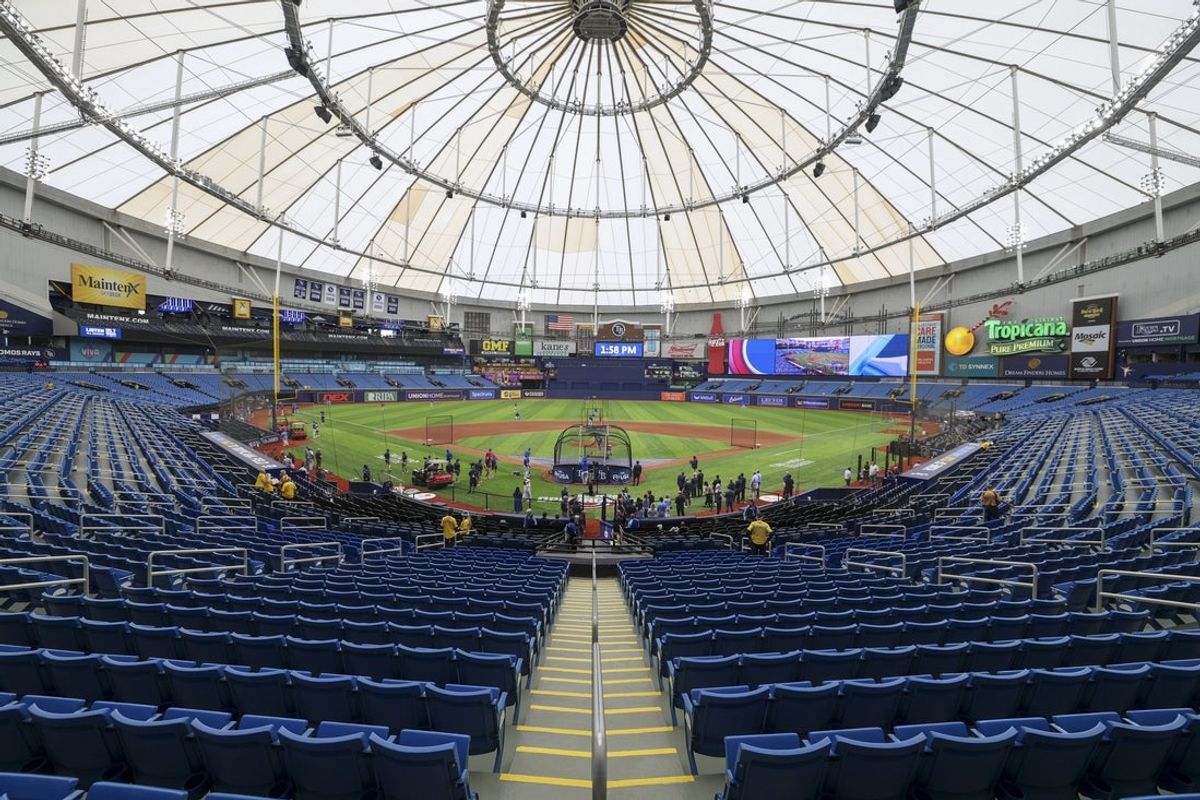 Apr 6, 2026; St. Petersburg, Florida, USA; a general view of the stadium before a game between the Chicago Cubs and Tampa Bay Rays at Tropicana Field. Mandatory Credit: Nathan Ray Seebeck-Imagn Images