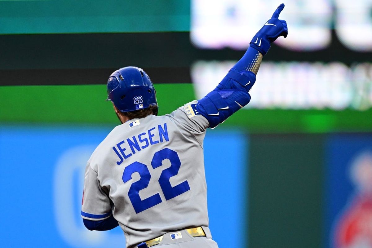 Apr 6, 2026; Cleveland, Ohio, USA; Kansas City Royals catcher Carter Jensen (22) runs the bases after hitting a solo home run off Cleveland Guardians relief pitcher Peyton Pallette (41) during the sixth inning at Progressive Field. Mandatory Credit: David Dermer-Imagn Images