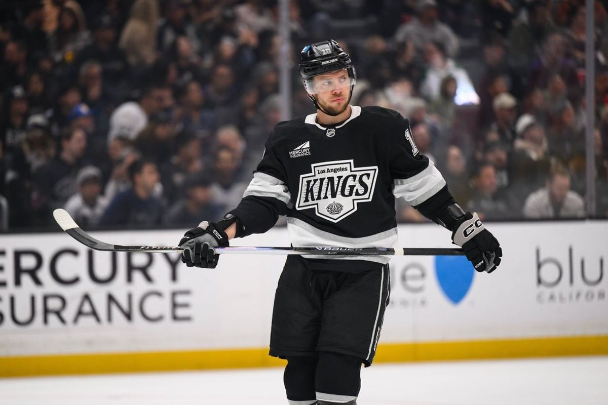 Apr 6, 2026; Los Angeles, California, USA; dLos Angeles Kings left wing Artemi Panarin (10) looks on during the first period against the Nashville Predators at Crypto.com Arena. Mandatory Credit: William Liang-Imagn Images