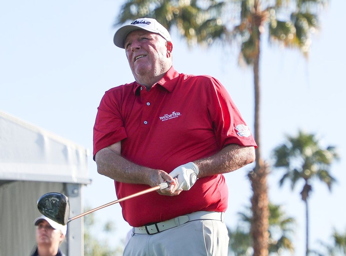 Mark Calcavecchia, shown in 2024, was ejected from the 2026 Masters for phone use.
