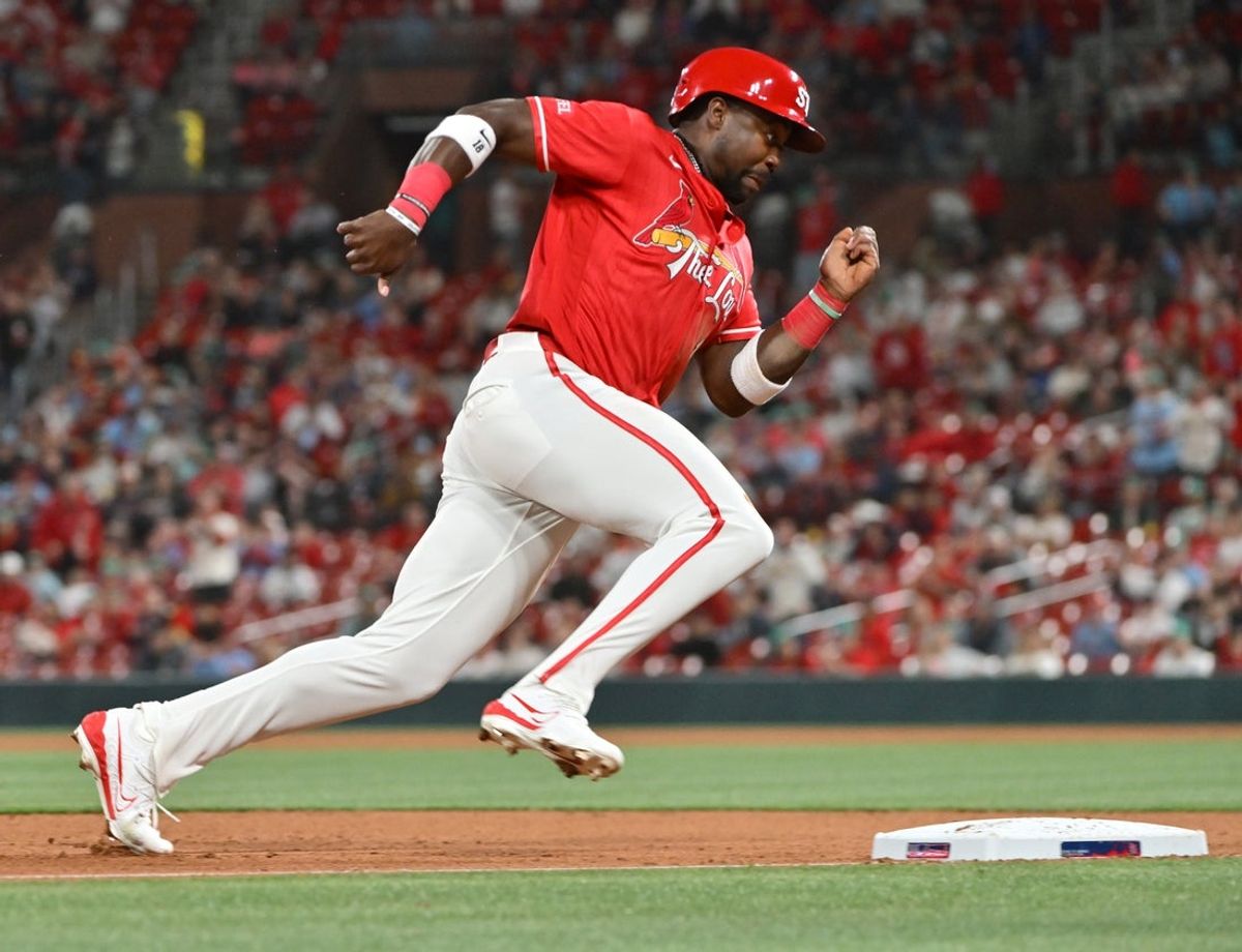 Apr 10, 2026; St. Louis, Missouri, USA;  St. Louis Cardinals right fielder Jordan Walker (18) heads to third base and then home in the fifth inning against the Boston Red Sox at Busch Stadium. Mandatory Credit: Tim Vizer-Imagn Images