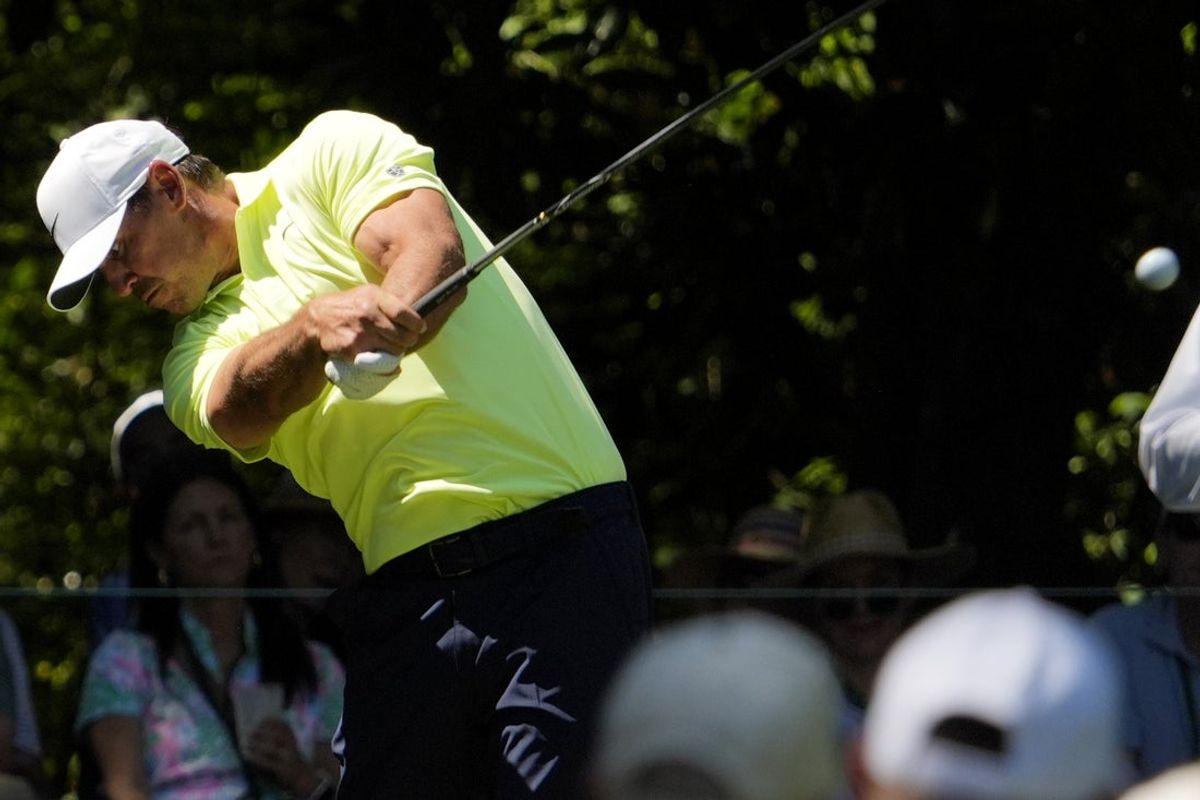 April 11, 2026; Augusta, Ga.; Brooks Koepka tees off during the Masters. Credit: Katie Goodale-Imagn Images