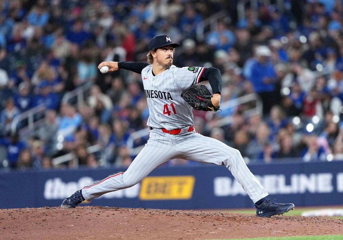 Apr 11, 2026; Toronto, Ontario, CAN; Minnesota Twins starting pitcher Joe Ryan (41) pitches against the Toronto Blue Jays during the third inning at Rogers Centre. Mandatory Credit: Nick Turchiaro-Imagn Images