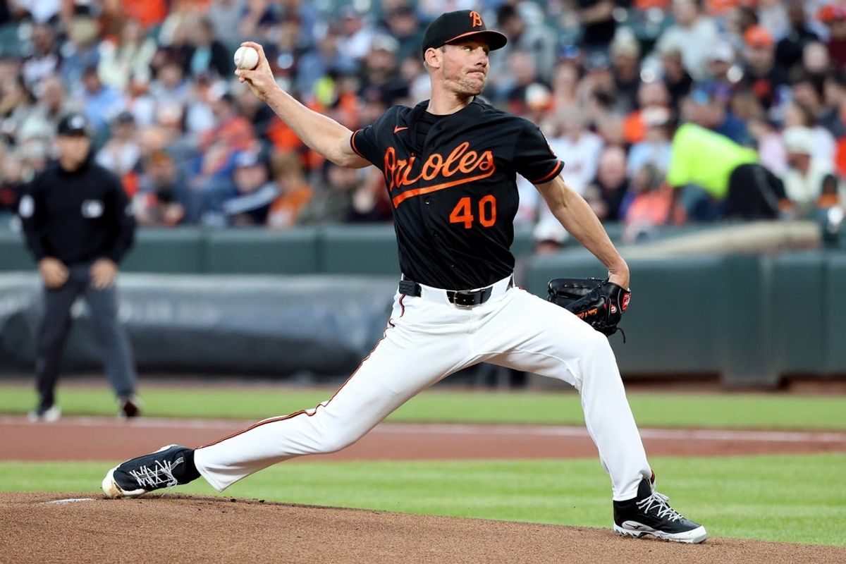 Apr 11, 2026; Baltimore, Maryland, USA; Baltimore Orioles pitcher Chris Bassitt (40) throws during the first inning against the San Francisco Giants at Oriole Park at Camden Yards. Mandatory Credit: Daniel Kucin Jr.-Imagn Images
