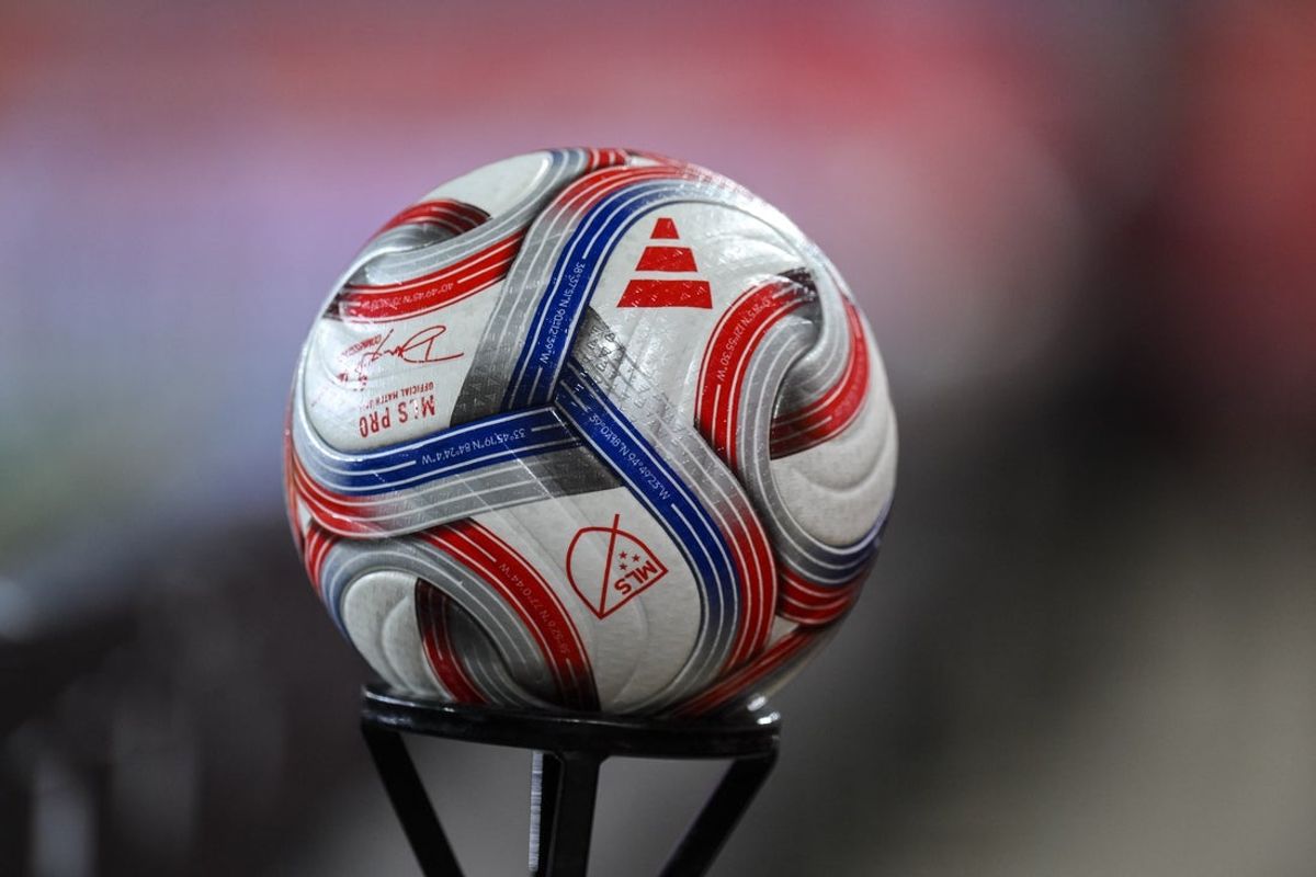 Apr 15, 2026; Harrison, NJ, USA; General view of a soccer ball on the sideline during the US Open Cup game between Red Bull New York and the Pittsburgh Riverhounds at Sports Illustrated Stadium. Mandatory Credit: John Jones-Imagn Images