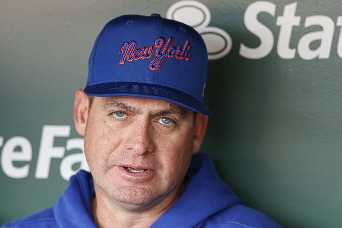 Apr 17, 2026; Chicago, Illinois, USA; New York Mets manager Carlos Mendoza (64) speaks before a baseball game against the Chicago Cubs at Wrigley Field. Mandatory Credit: Kamil Krzaczynski-Imagn Images