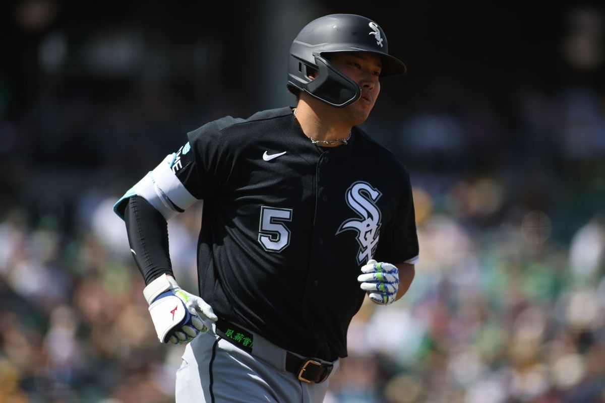 Apr 19, 2026; West Sacramento, California, USA; Chicago White Sox first baseman Munetaka Murakami (5) jogs around the bases after hitting a two run home run during the fifth inning against the Athletics at Sutter Health Park. Mandatory Credit: Scott Marshall-Imagn Images