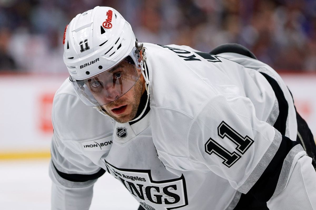 Apr 21, 2026; Denver, Colorado, USA; Los Angeles Kings center Anze Kopitar (11) in the first period against the Colorado Avalanche in game two of the first round of the 2026 Stanley Cup Playoffs at Ball Arena. Mandatory Credit: Isaiah J. Downing-Imagn Images