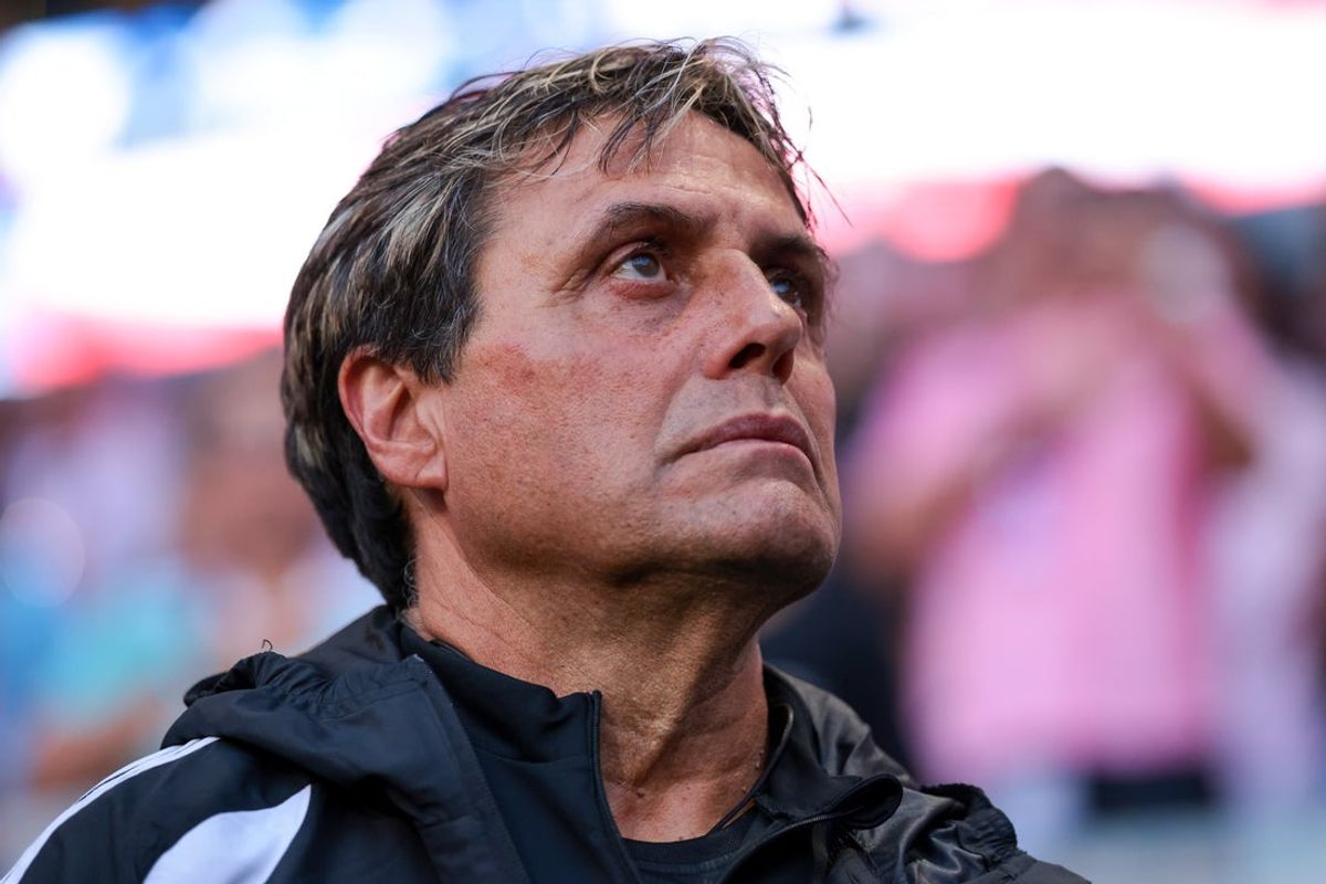 Apr 25, 2026; Miami, Florida, USA; Inter Miami CF interim head coach Guillermo Hoyos looks on before the game against the New England Revolution at Nu Stadium. Mandatory Credit: Sam Navarro-Imagn Images