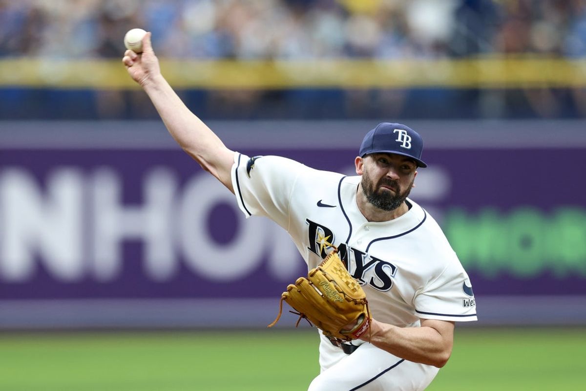 Apr 26, 2026; St. Petersburg, Florida, USA; Tampa Bay Rays pitcher Jesse Scholtens (65) throws a pitch against the Minnesota Twins in the seventh inning at Tropicana Field. Mandatory Credit: Nathan Ray Seebeck-Imagn Images