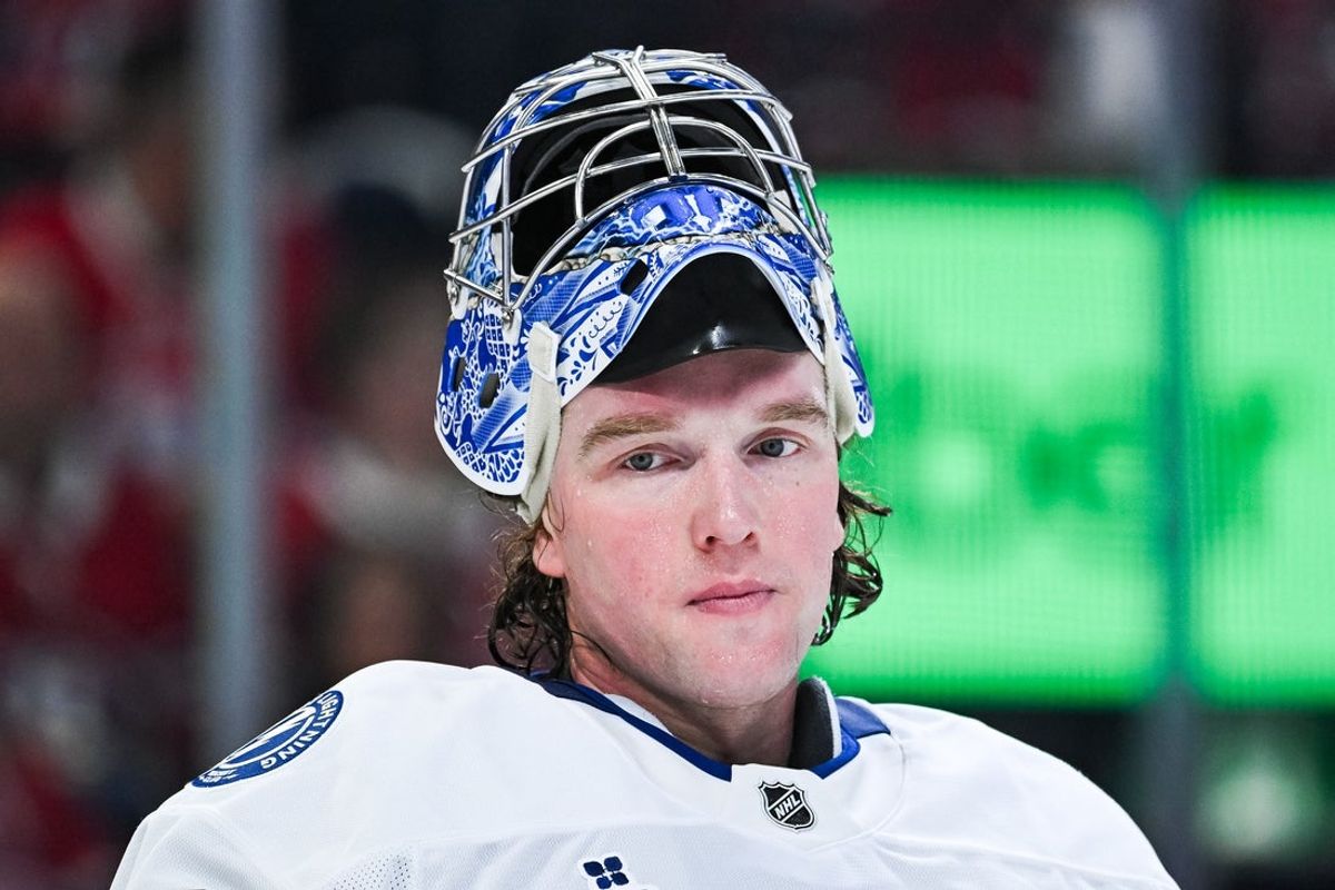 Apr 26, 2026; Montreal, Quebec, CAN; Tampa Bay Lightning goalie Andrei Vasilevskiy (88) looks on against the Montreal Canadiens during the third period in game four of the first round of the 2026 Stanley Cup Playoffs at Bell Centre. Mandatory Credit: David Kirouac-Imagn Images
