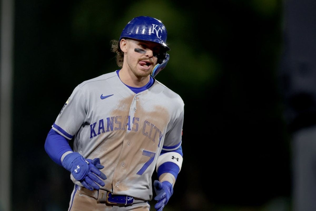 Apr 28, 2026; West Sacramento, California, USA; Kansas City Royals shortstop Bobby Witt Jr. (7) rounds the bases after hitting a three-run home run against the Athletics during the tenth inning at Sutter Health Park. Mandatory Credit: Dennis Lee-Imagn Images