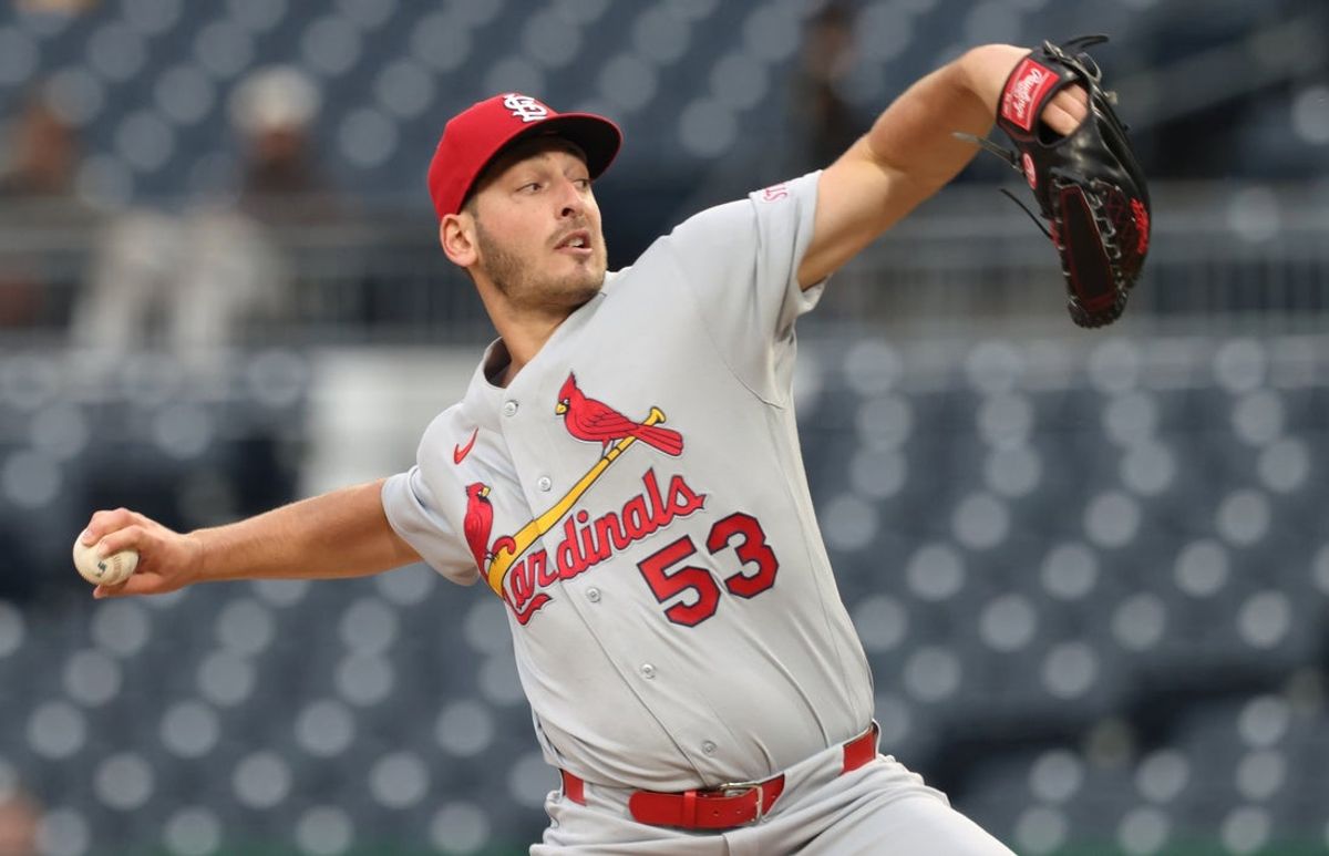 Apr 29, 2026; Pittsburgh, Pennsylvania, USA;  St. Louis Cardinals starting pitcher Andre Pallante (53) delivers a pitch against the Pittsburgh Pirates during the first inning at PNC Park. Mandatory Credit: Charles LeClaire-Imagn Images