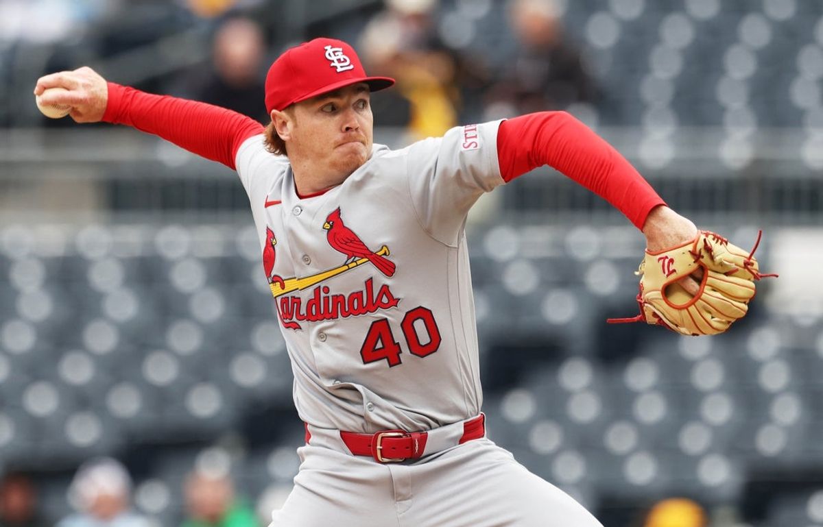 Apr 30, 2026; Pittsburgh, Pennsylvania, USA;  St. Louis Cardinals starting pitcher Hunter Dobbins (40) delivers a pitch against the Pittsburgh Pirates during the first inning at PNC Park. Mandatory Credit: Charles LeClaire-Imagn Images