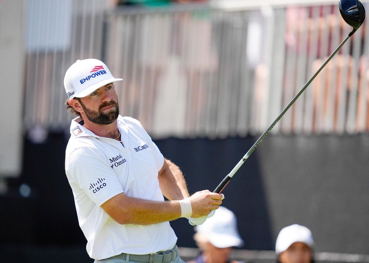 Apr 30, 2026; Miami, Florida, USA; Cameron Young watches his tee shot on the first hole during the first round of the Cadillac Championship golf tournament. Mandatory Credit: Jeff Romance-Imagn Images