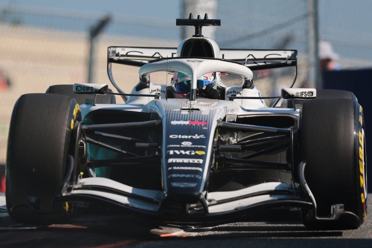 May 1, 2026; Miami Gardens, FL, USA; Cadillac-Ferrari driver Sergio Perez (11) during the Sprint Qualifying session before the Crypto.com Miami Grand Prix at Miami International Autodrome. Mandatory Credit: Sam Navarro-Imagn Images