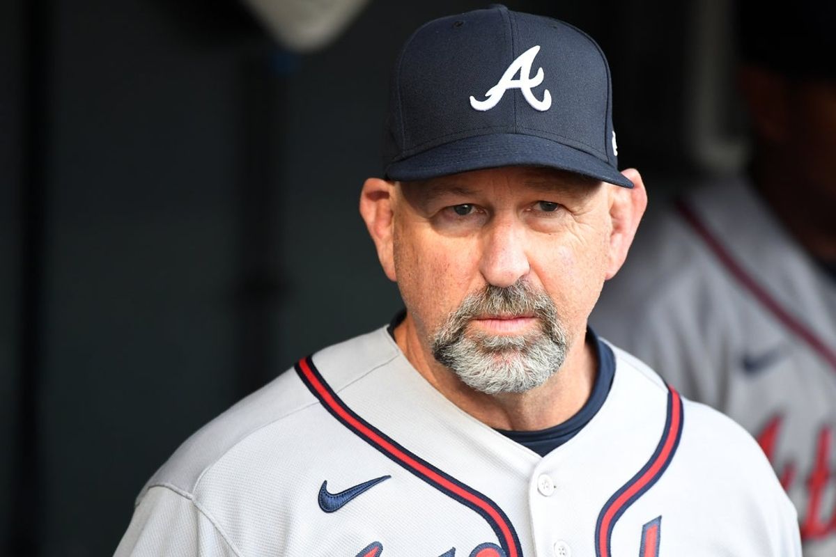May 1, 2026; Denver, Colorado, USA; Atlanta Braves  manager Walt Weiss (22) before the game against the Colorado Rockies at Coors Field. Mandatory Credit: Christopher Hanewinckel-Imagn Images