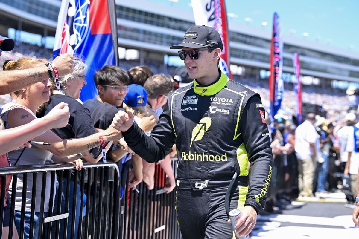 May 3, 2026; Fort Worth, Texas, USA; 23XI Racing driver Corey Heim (67) is introduced before the start of the 2026 Wurth 400 cup race at Texas Motor Speedway. Mandatory Credit: Jerome Miron-Imagn Images