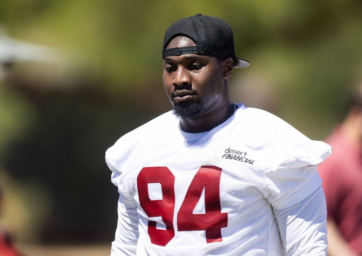 May 8, 2026; Tempe, AZ, USA; Arizona Cardinals defensive lineman Kaleb Proctor (94) during rookie minicamp at Dignity Health Arizona Cardinals Training Center. Mandatory Credit: Mark J. Rebilas-Imagn Images