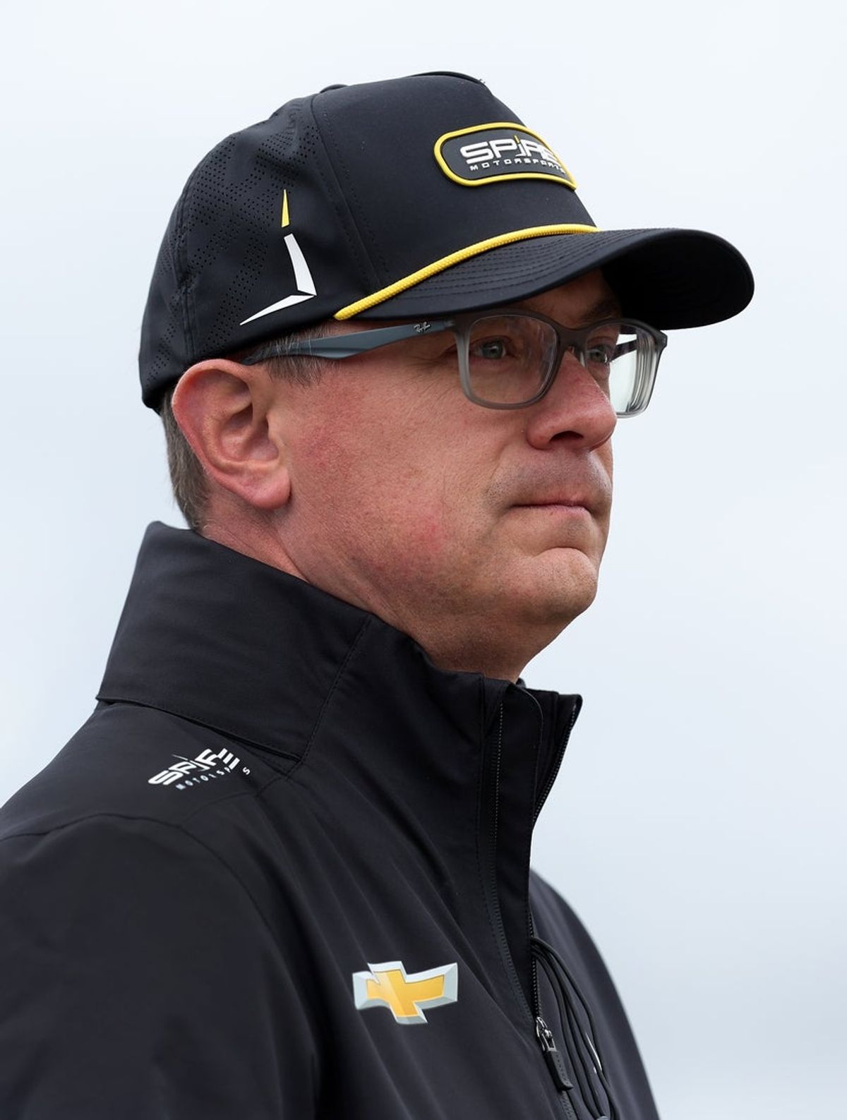 May 9, 2026; Watkins Glen, New York, USA; Spire Motorsports director of competition Chris Gabehart looks on during practice and qualifying for the Go Bowling at The Glen at Watkins Glen International. Mandatory Credit: Matthew O'Haren-Imagn Images