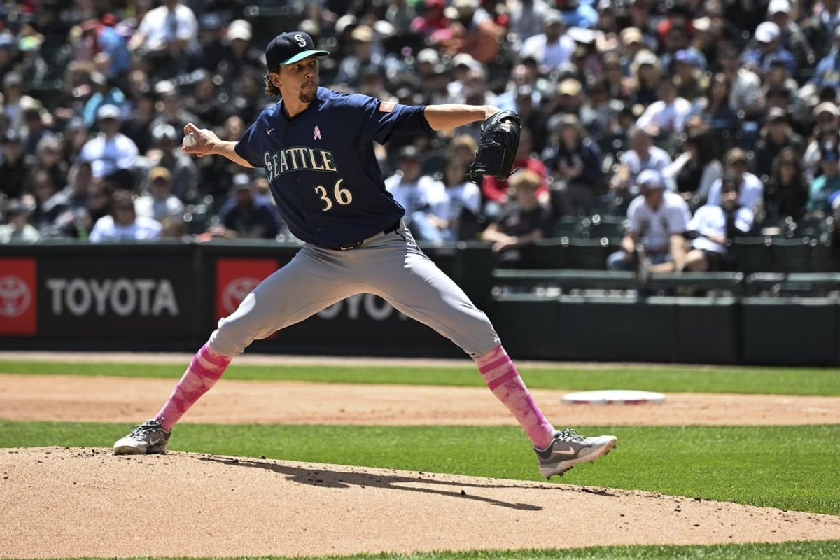 May 10, 2026; Chicago, Illinois, USA;  Seattle Mariners pitcher Logan Gilbert (36) delivers the ball against the Seattle Mariners during the first inning at Rate Field. Mandatory Credit: Matt Marton-Imagn Images