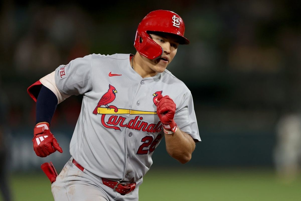 May 12, 2026; West Sacramento, California, USA; St. Louis Cardinals second baseman JJ Wetherholt (26) rounds the bases after hitting a two-run home run against the Athletics during the sixth inning at Sutter Health Park. Mandatory Credit: Dennis Lee-Imagn Images