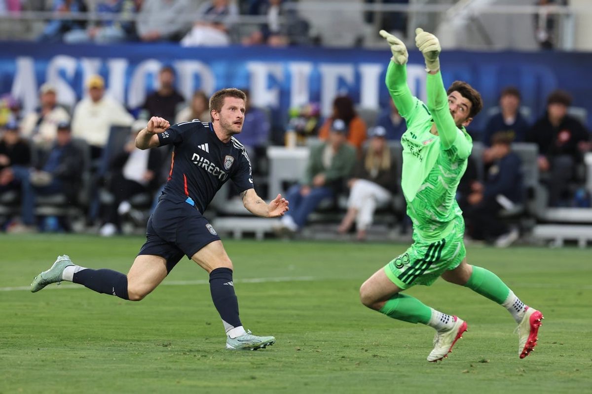 May 16, 2026; San Diego, California, USA; San Diego FC midfielder Anders Dreyer (10) reacts after kicking the ball against the FC Cincinnati during the first half at Snapdragon Stadium. Mandatory Credit: Abe Arredondo-Imagn Images