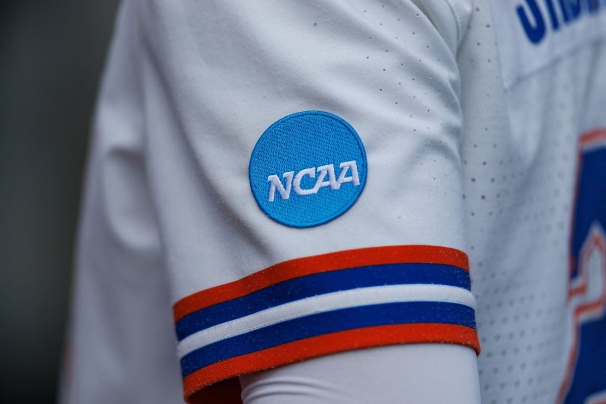 May 17, 2026; Gainesville, FL, USA; A general view of the NCAA logo on a Florida Gators jersey before the game against the Georgia Tech Yellow Jackets at Katie Seashole Pressly Stadium. Mandatory Credit: Matt Pendleton-Imagn Images