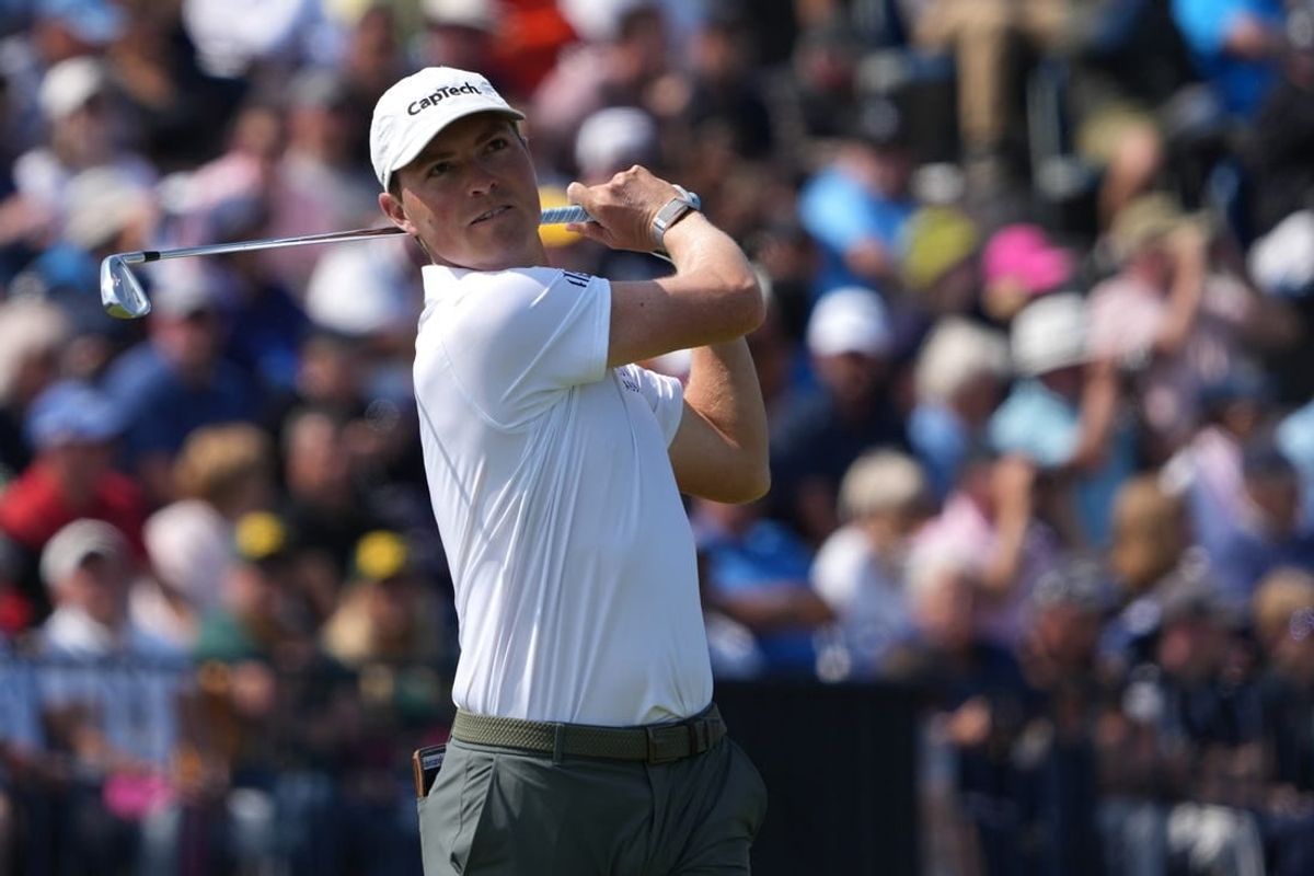 July 20, 2023; Hoylake, England, GBR; Ben Griffin plays his shot from the fourth tee during the first round of The Open Championship golf tournament at Royal Liverpool.