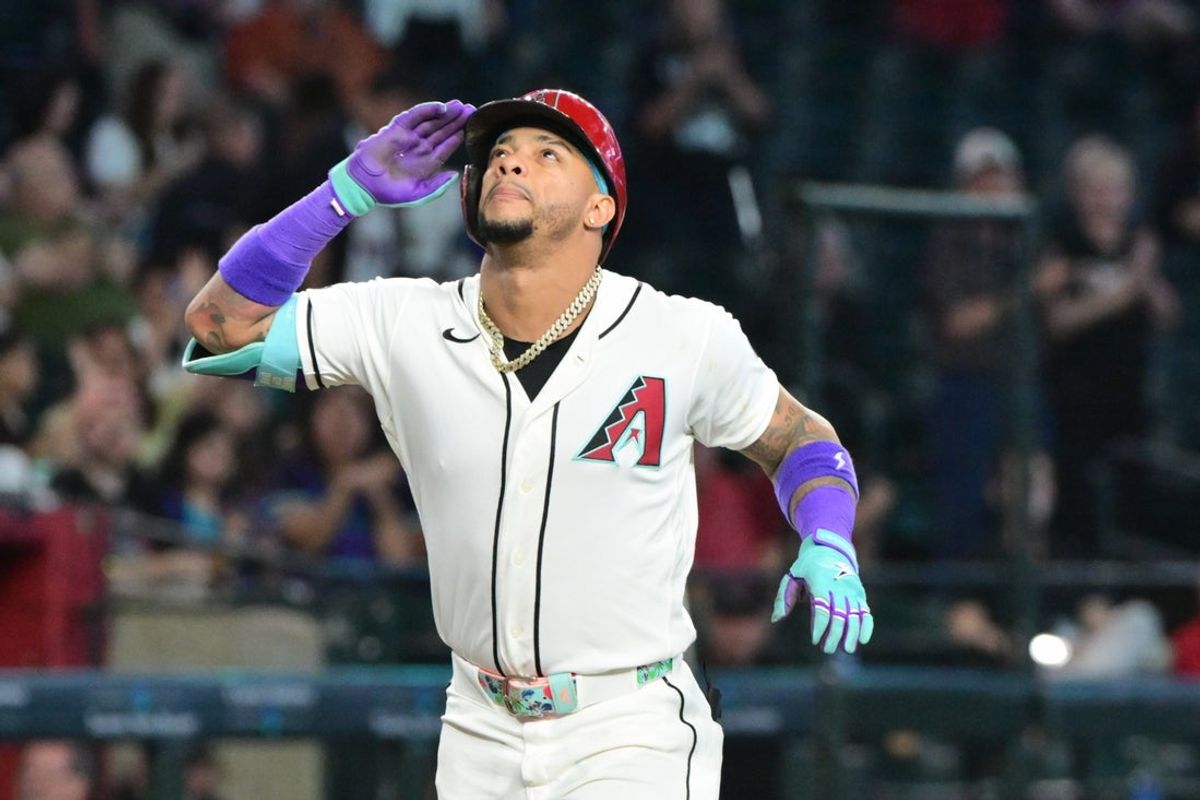 May 20, 2026; Phoenix, Arizona, USA;  Arizona Diamondbacks second baseman Ketel Marte (4) celebrates after hitting a two run home run in the third inning against the San Francisco Giants at Chase Field. Mandatory Credit: Matt Kartozian-Imagn Images