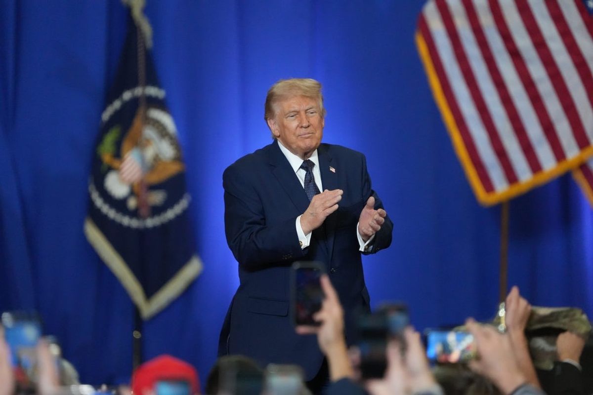 President Donald J. Trump is cheered by the crowd as he leaves a rally in the fieldhouse at Rockland Community College May 22, 2026.